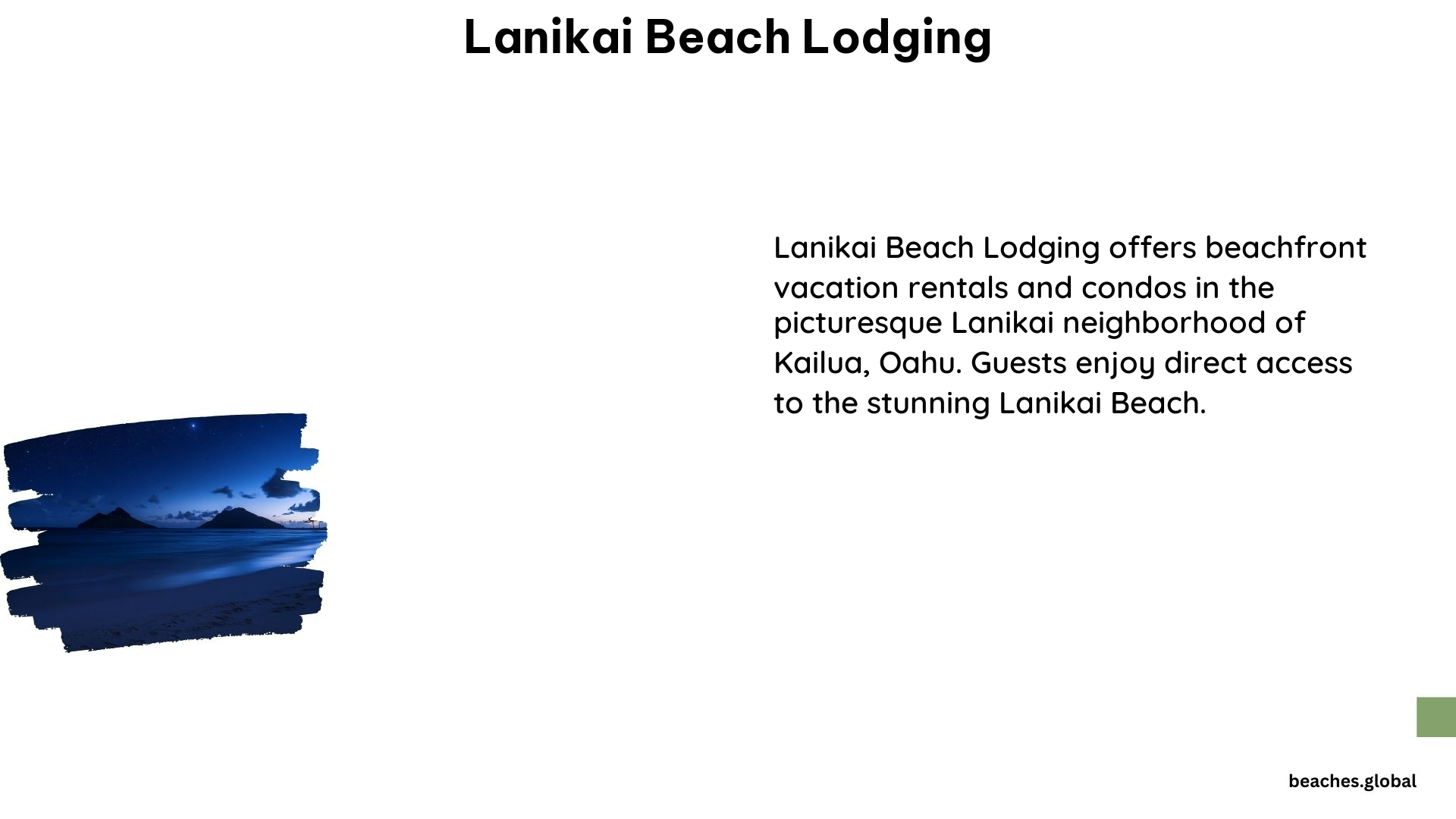 Lanikai Beach Lodging