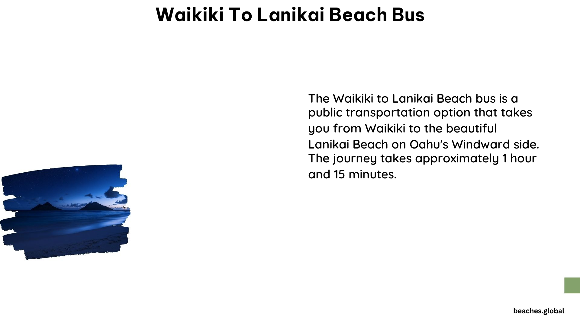 Waikiki to Lanikai Beach Bus