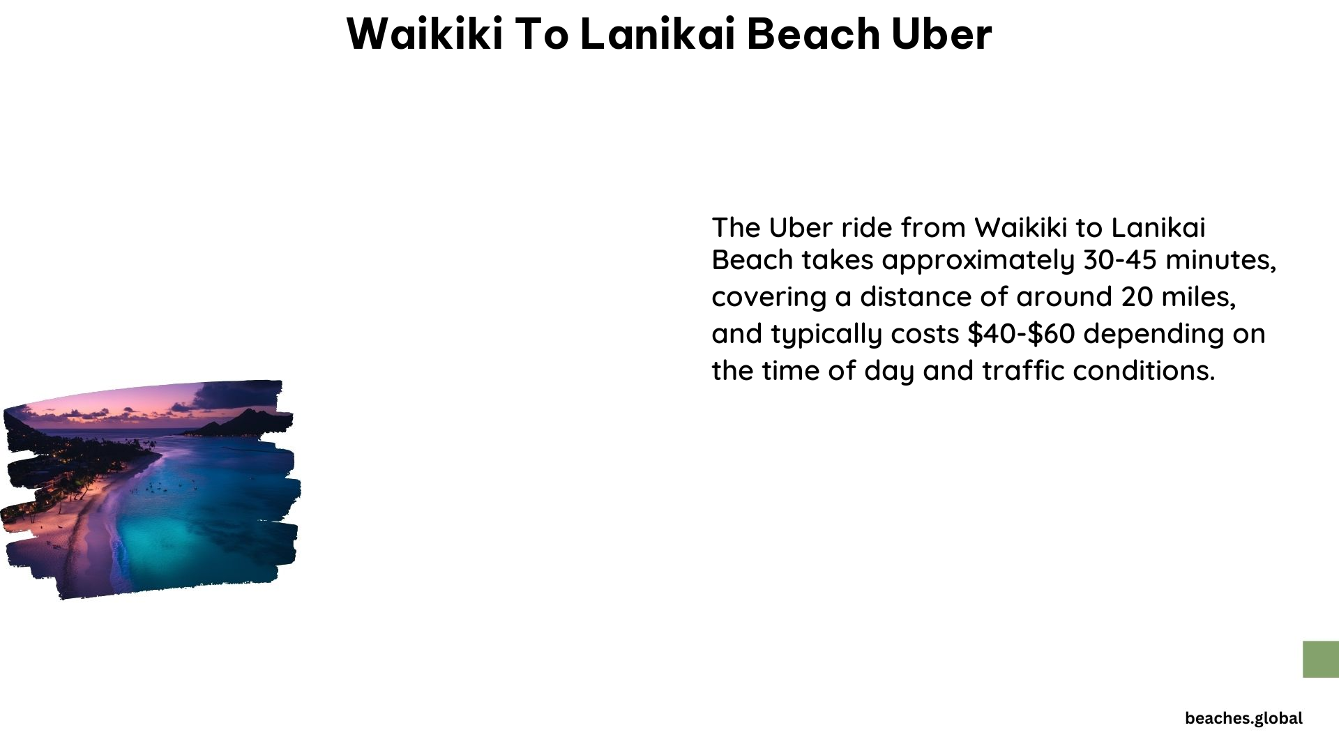 Waikiki to Lanikai Beach Uber