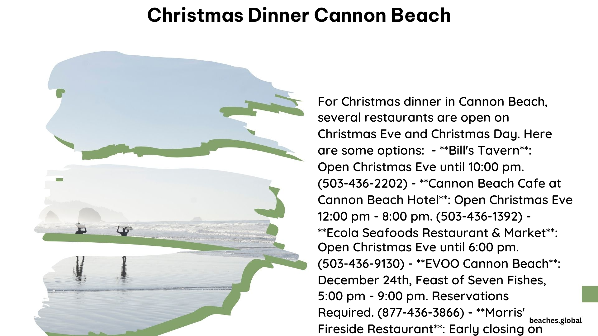 christmas dinner cannon beach