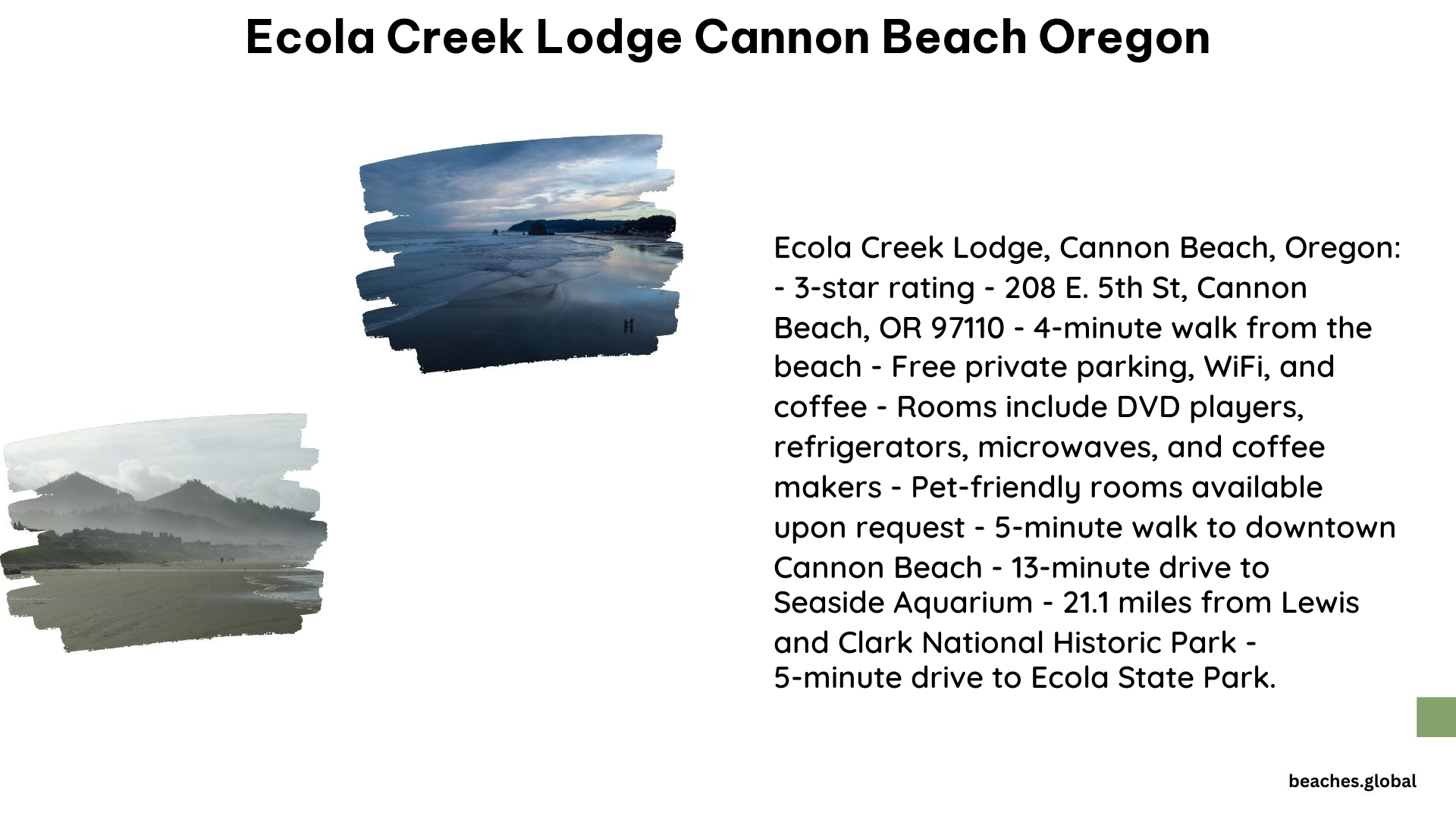 ecola creek lodge cannon beach oregon