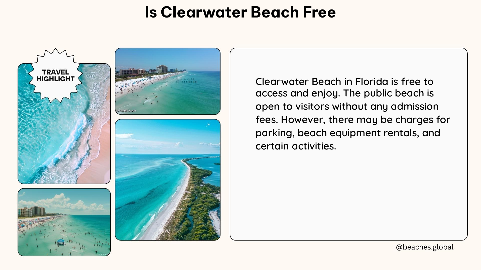 is clearwater beach free