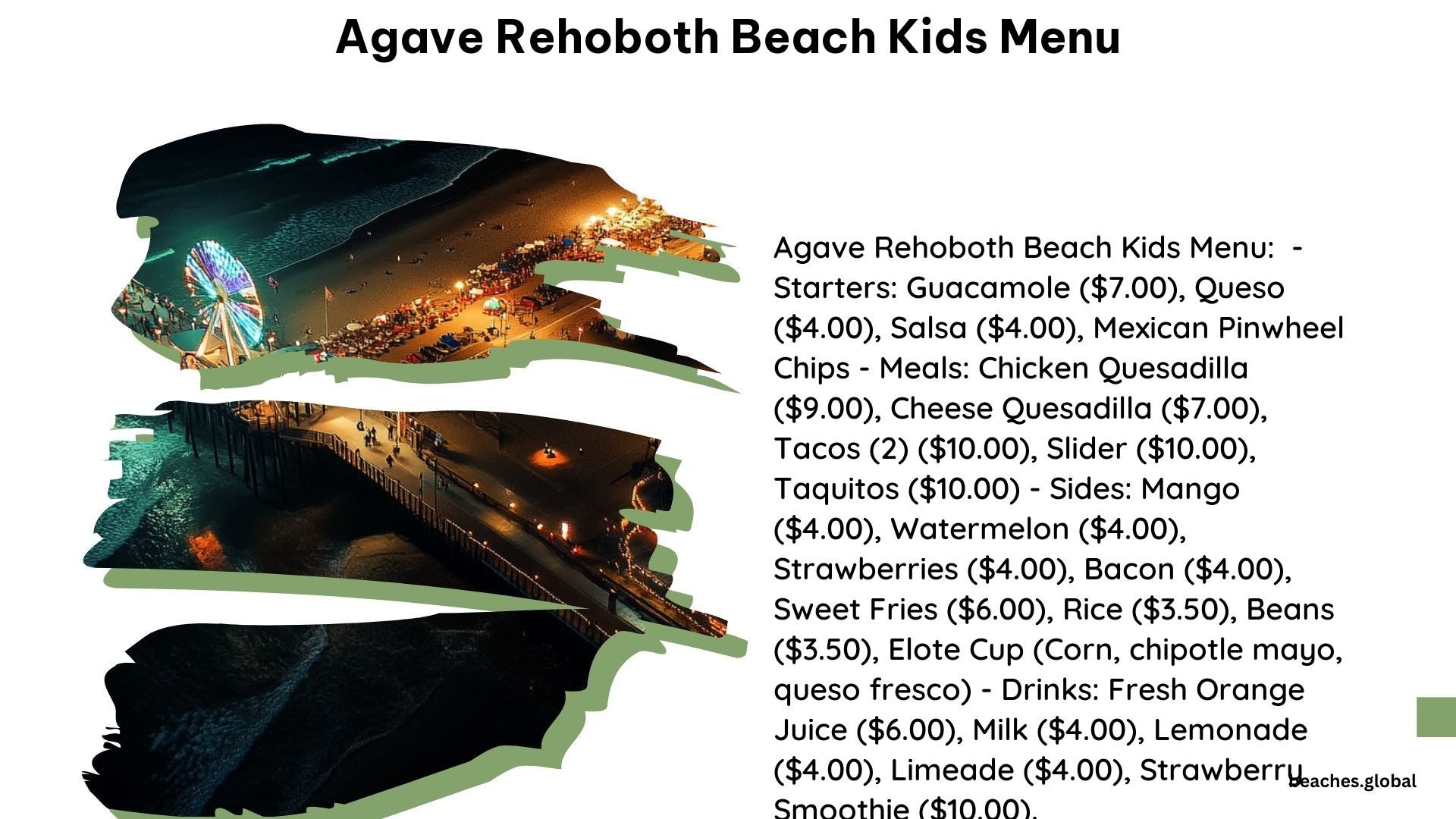 Agave Rehoboth Beach Kids Menu