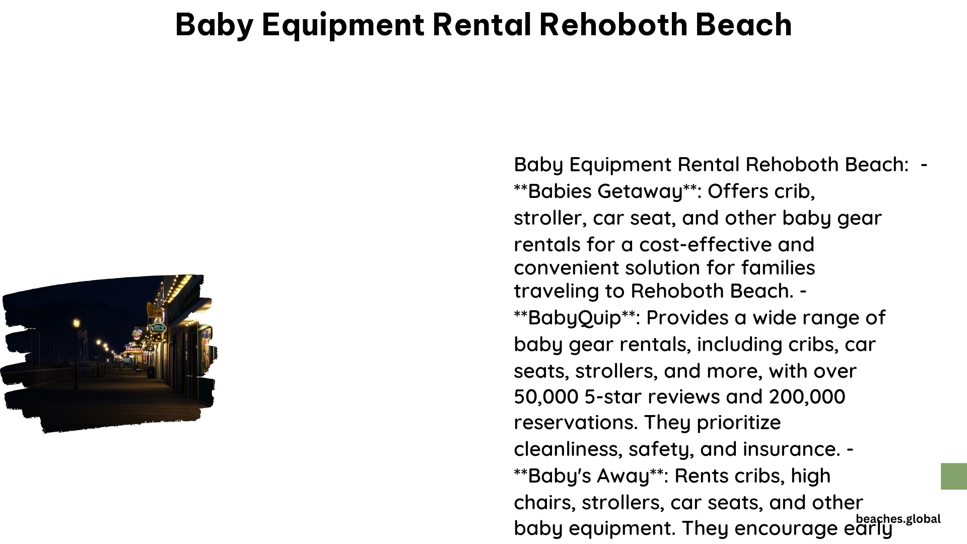 Baby Equipment Rental Rehoboth Beach