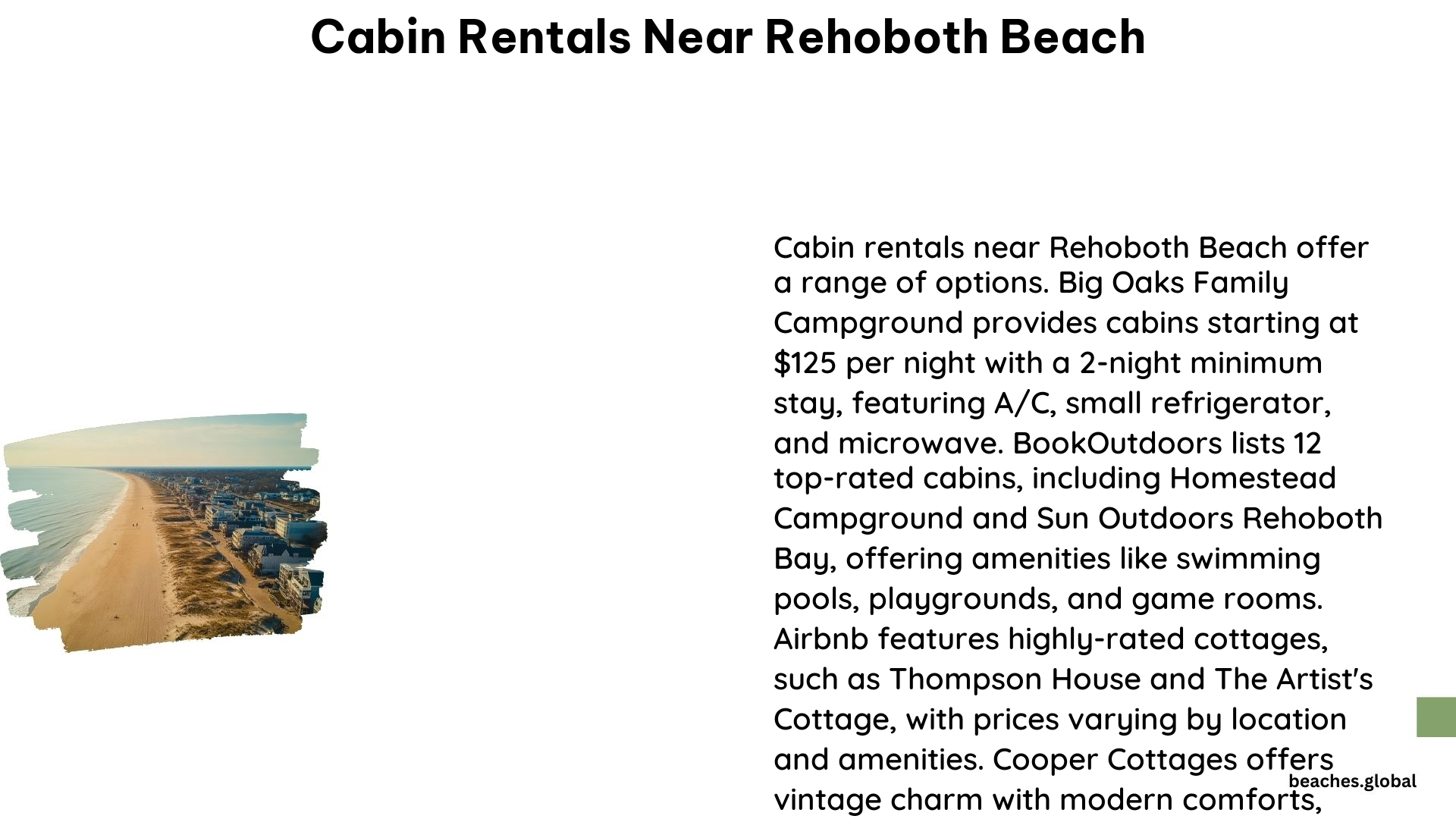 Cabin Rentals Near Rehoboth Beach