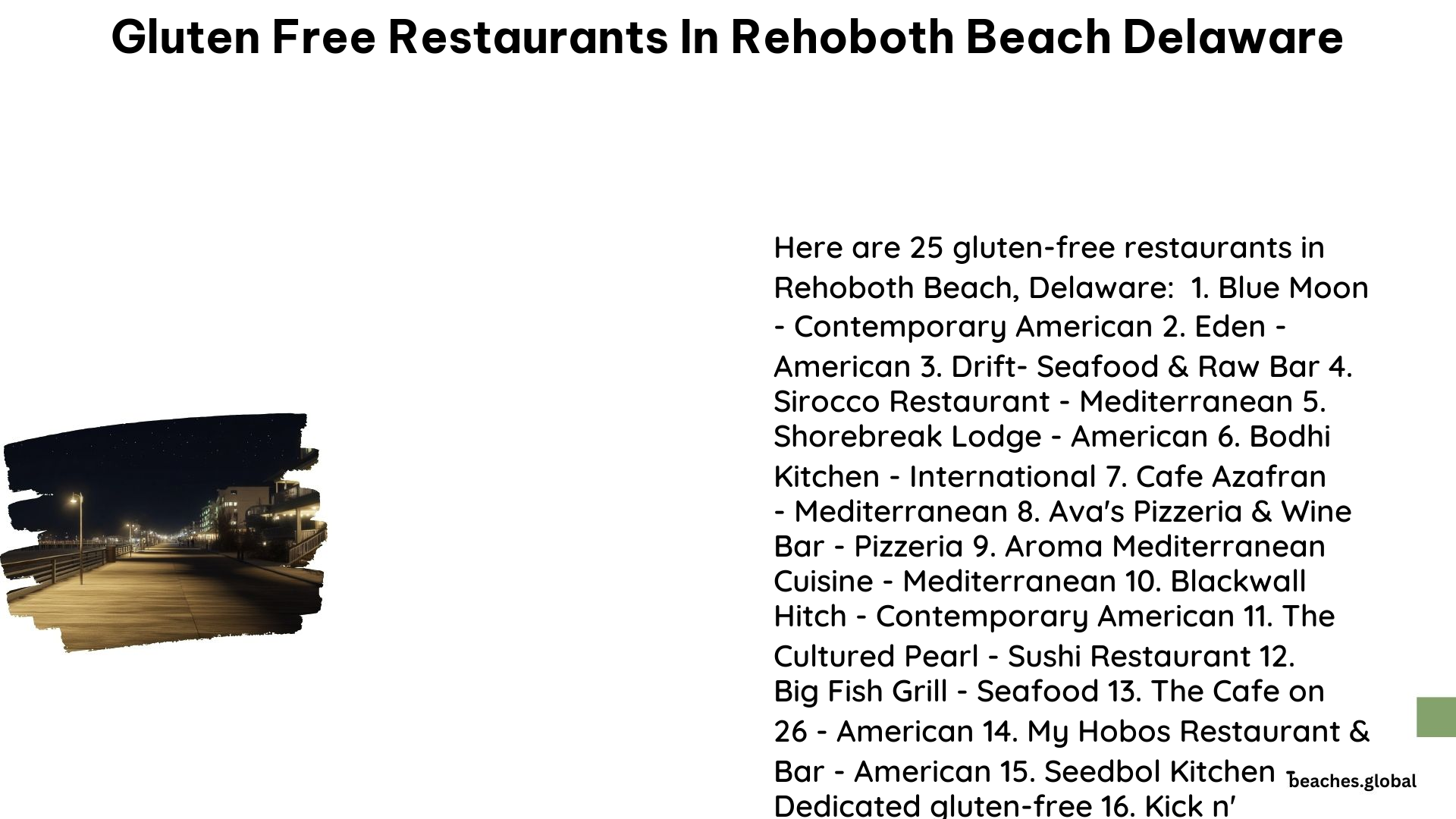 Gluten Free Restaurants in Rehoboth Beach Delaware