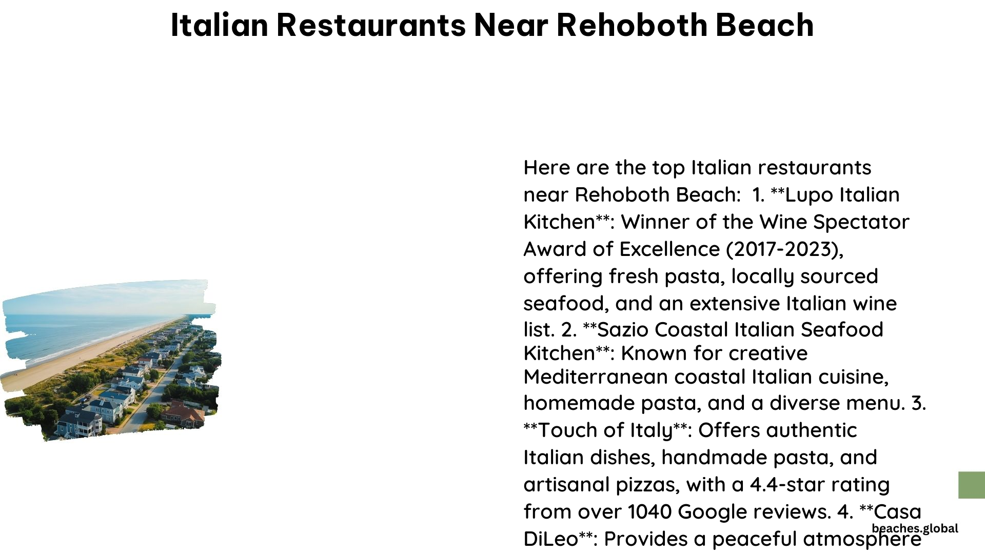 Italian Restaurants Near Rehoboth Beach