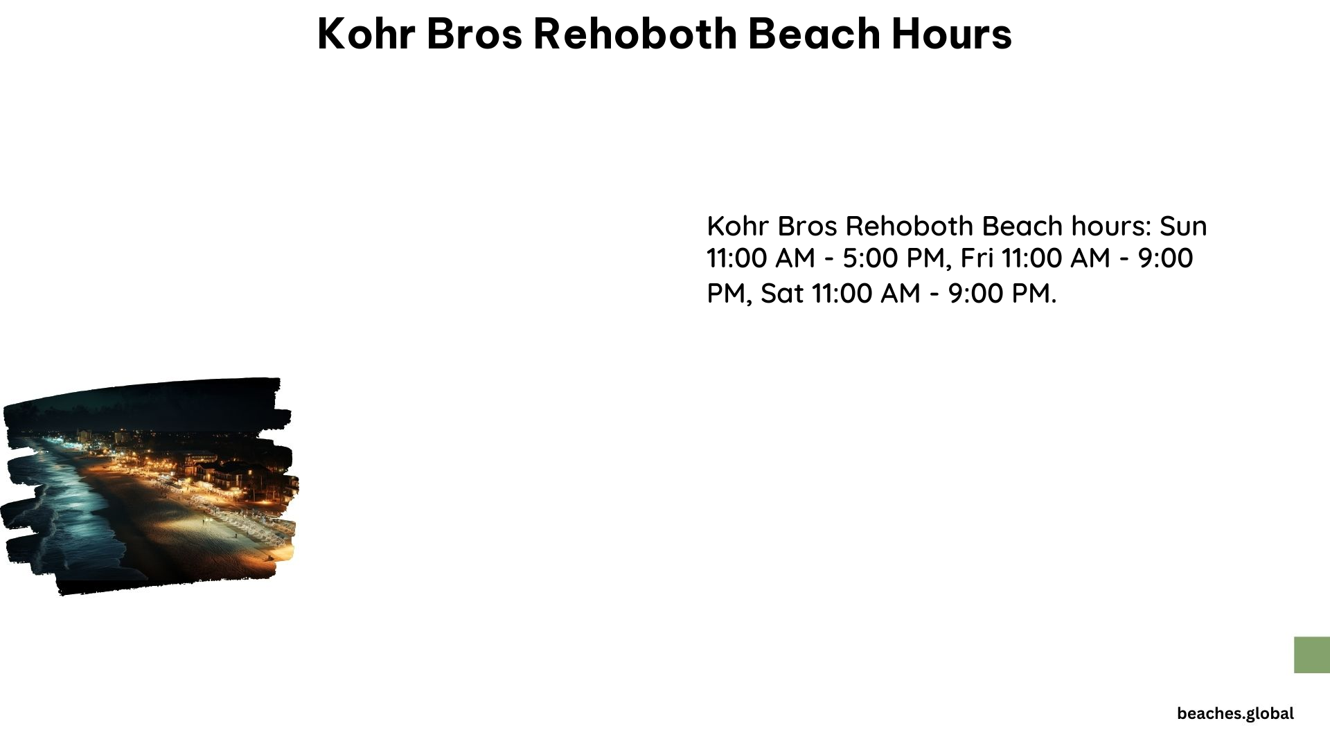 Kohr Bros Rehoboth Beach Hours