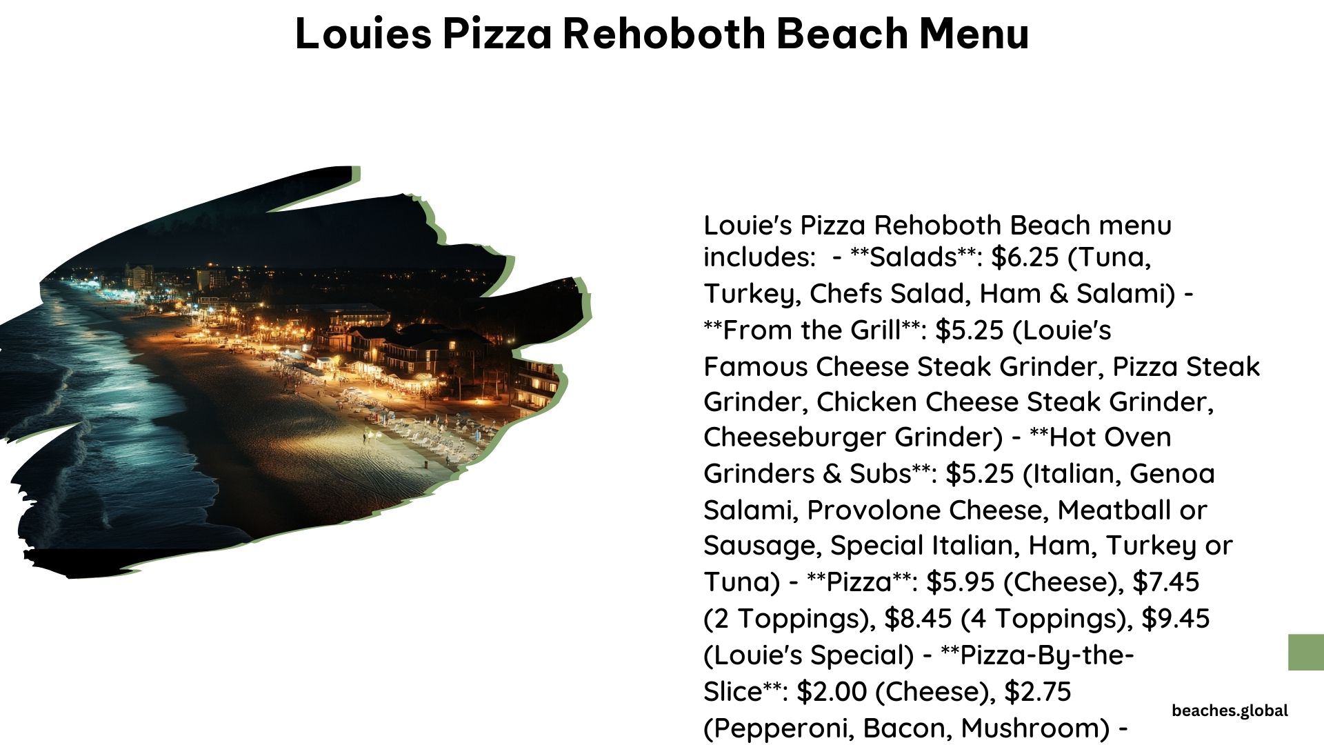 Louies Pizza Rehoboth Beach Menu