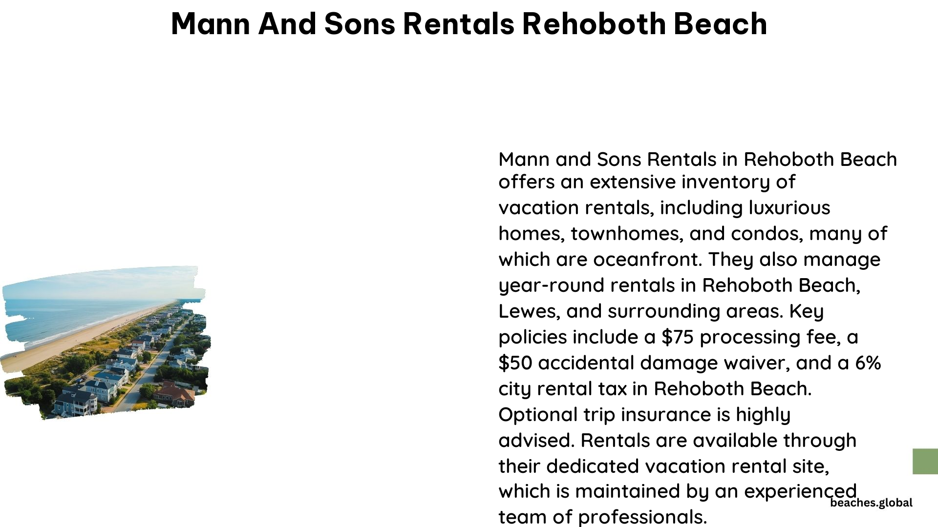 Mann and Sons Rentals Rehoboth Beach