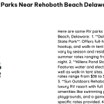 RV Parks Near Rehoboth Beach Delaware