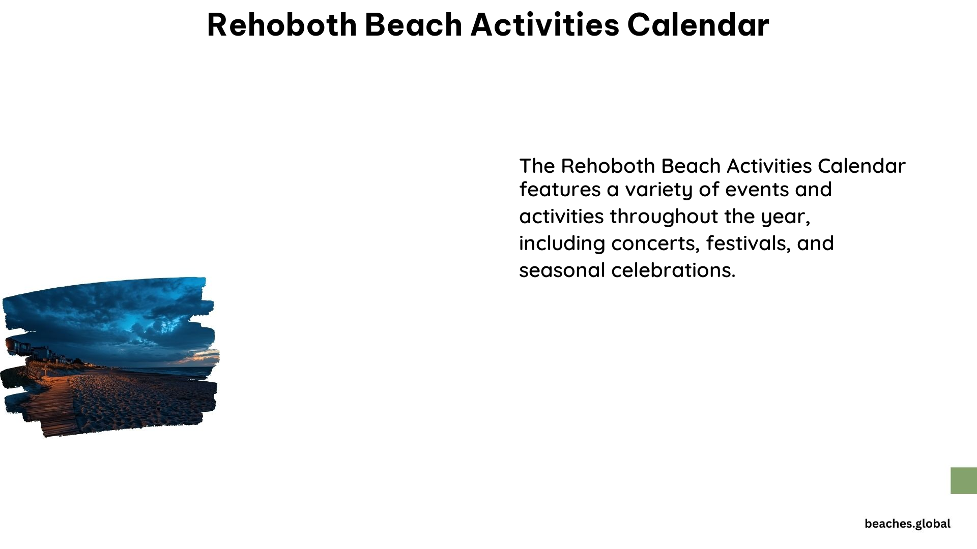 Rehoboth Beach Activities Calendar