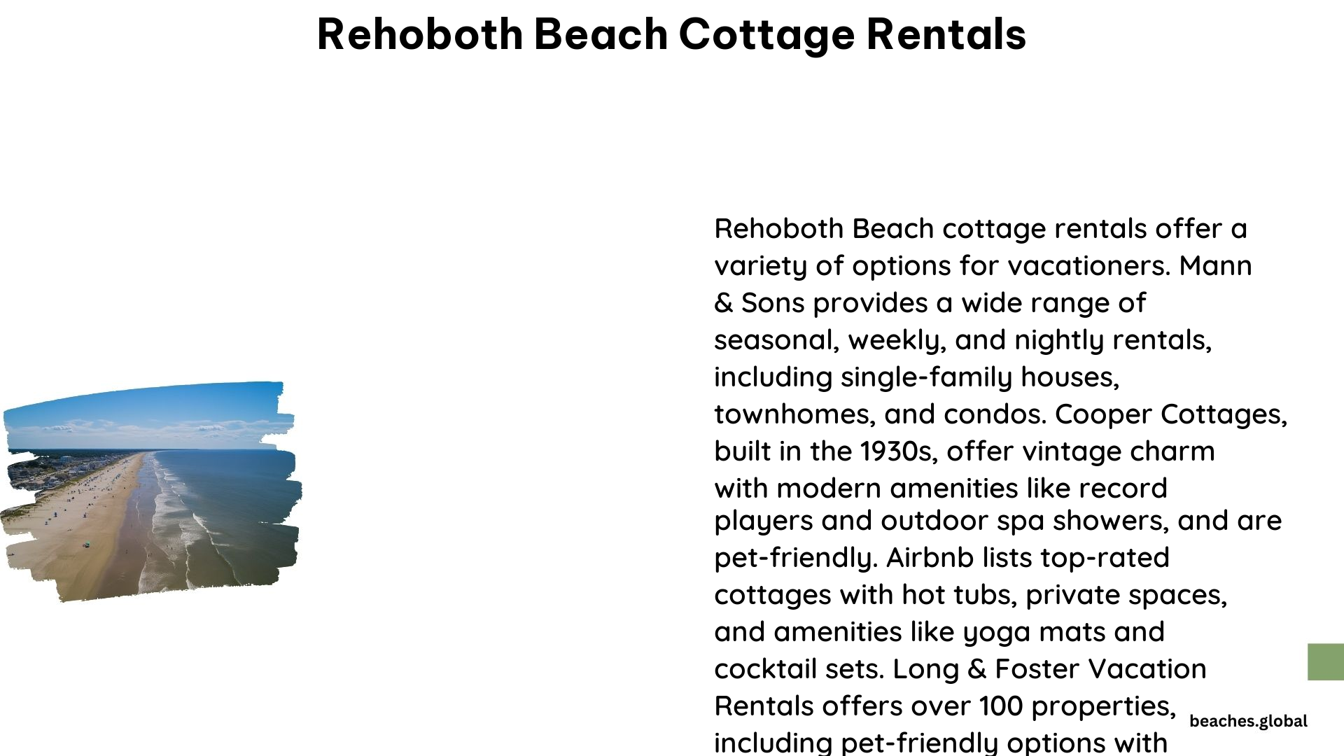 Rehoboth Beach Cottage Rentals