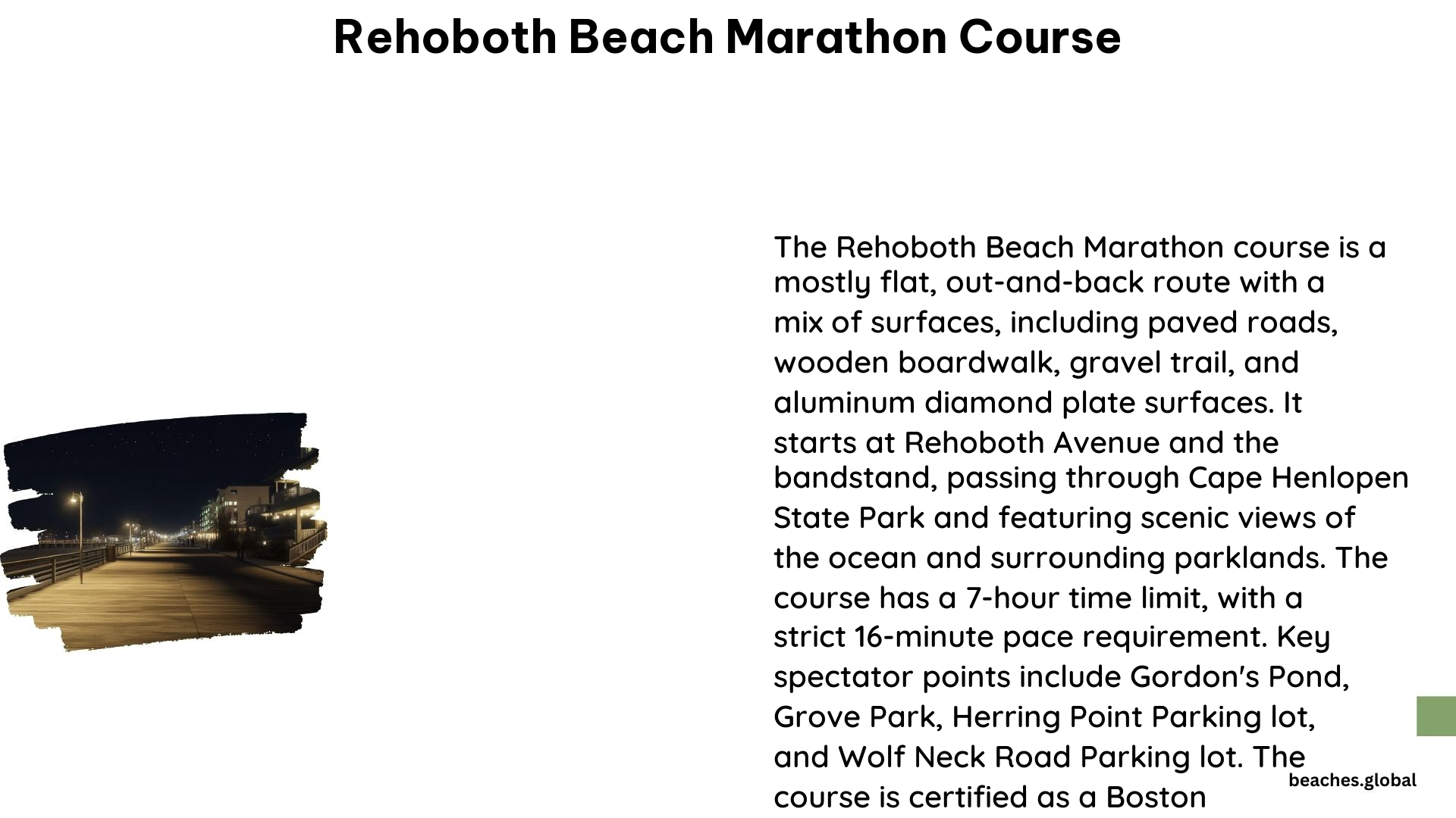 Rehoboth Beach Marathon Course