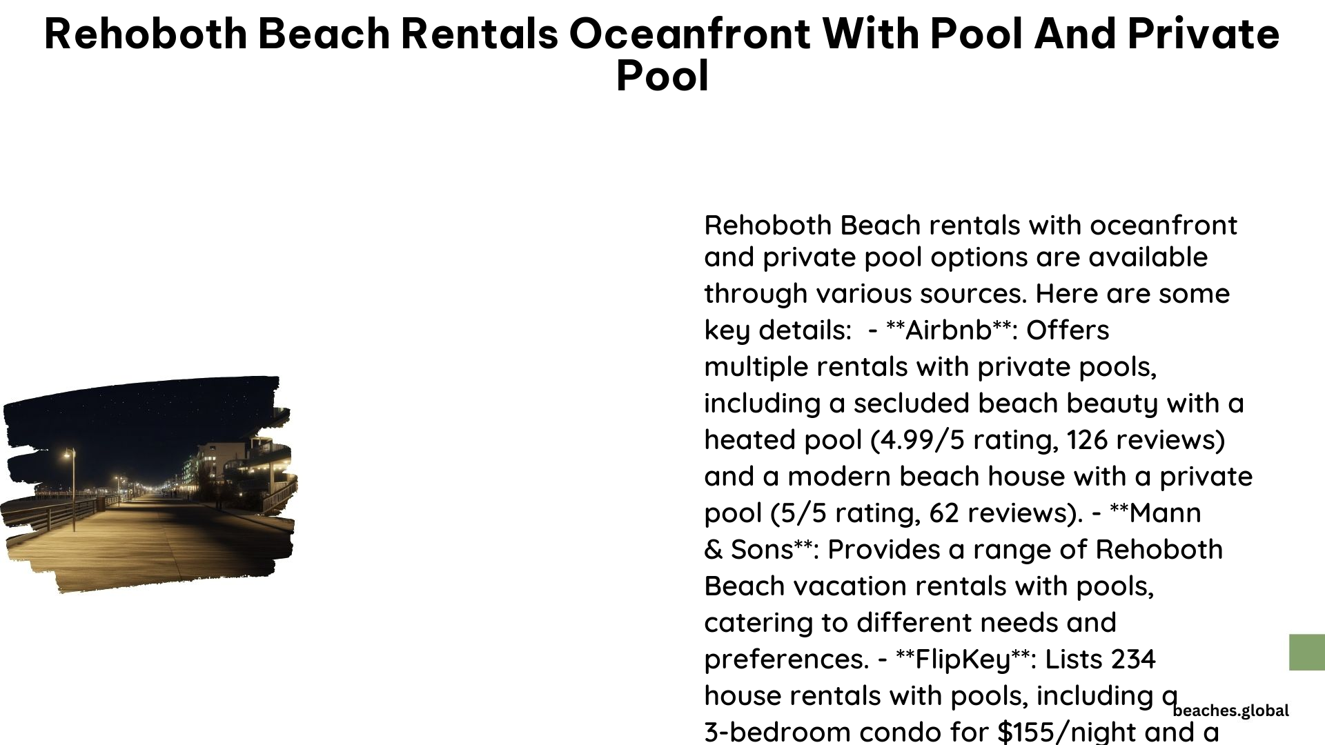 Rehoboth Beach Rentals Oceanfront With Pool and Private Pool