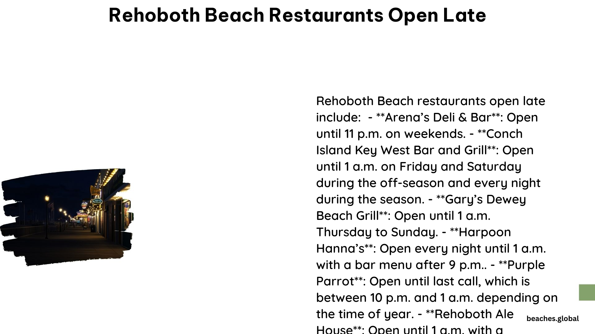 Rehoboth Beach Restaurants Open Late