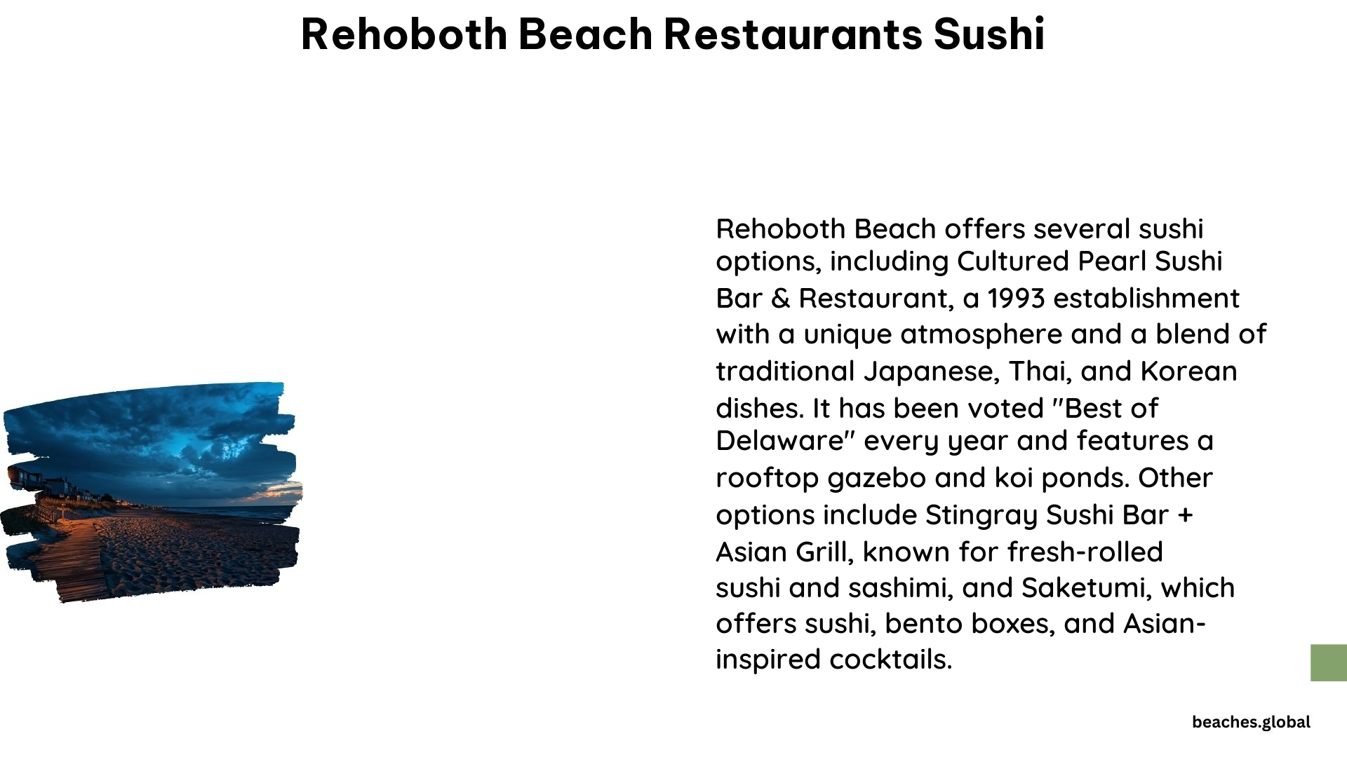 Rehoboth Beach Restaurants Sushi