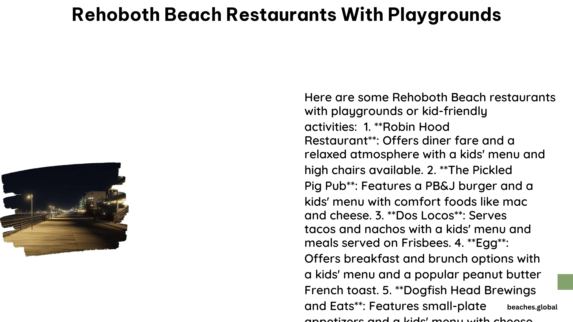 Rehoboth Beach Restaurants With Playgrounds