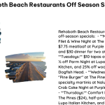 Rehoboth Beach Restaurants off Season Specials