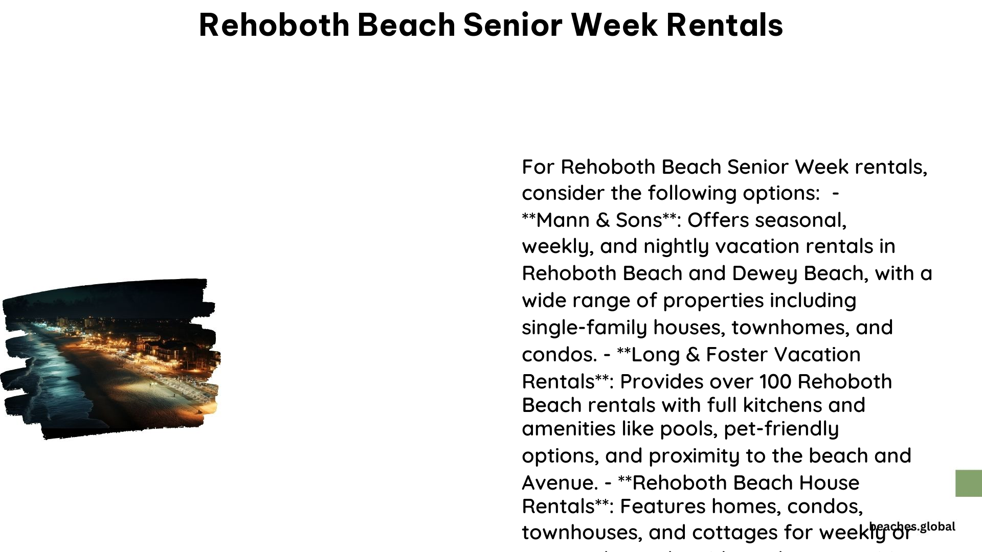 Rehoboth Beach Senior Week Rentals