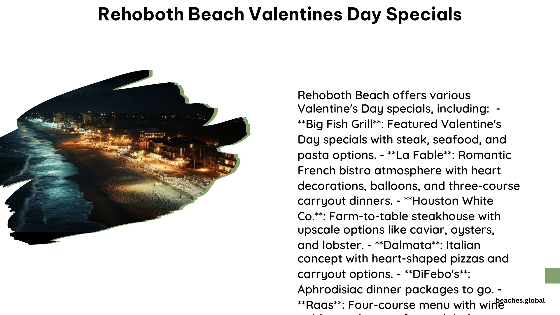 Rehoboth Beach Valentines Day Specials