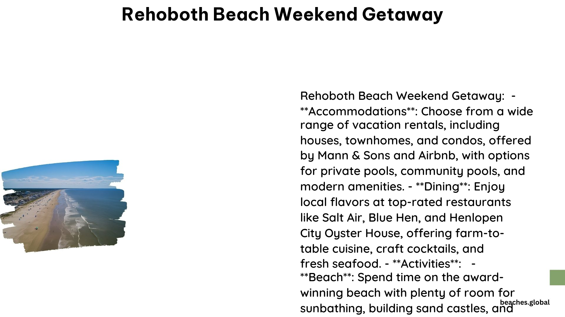 Rehoboth Beach Weekend Getaway