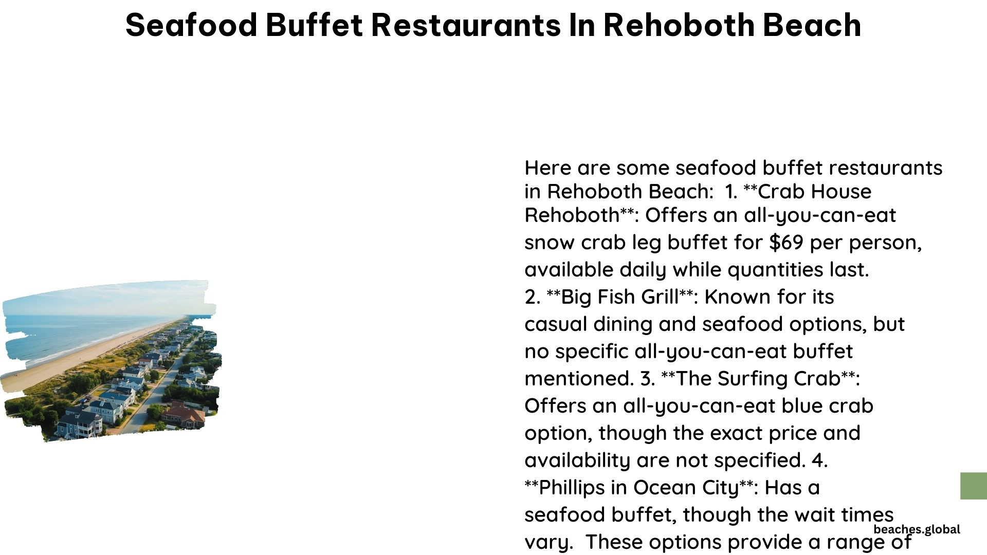 Seafood Buffet Restaurants in Rehoboth Beach