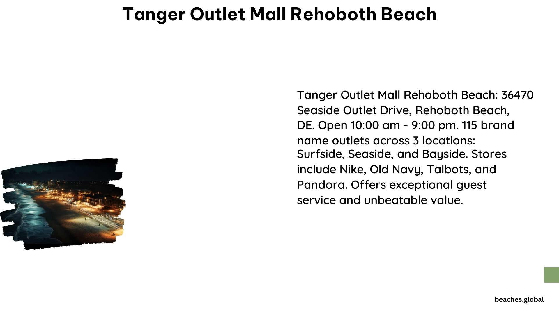 Tanger Outlet Mall Rehoboth Beach