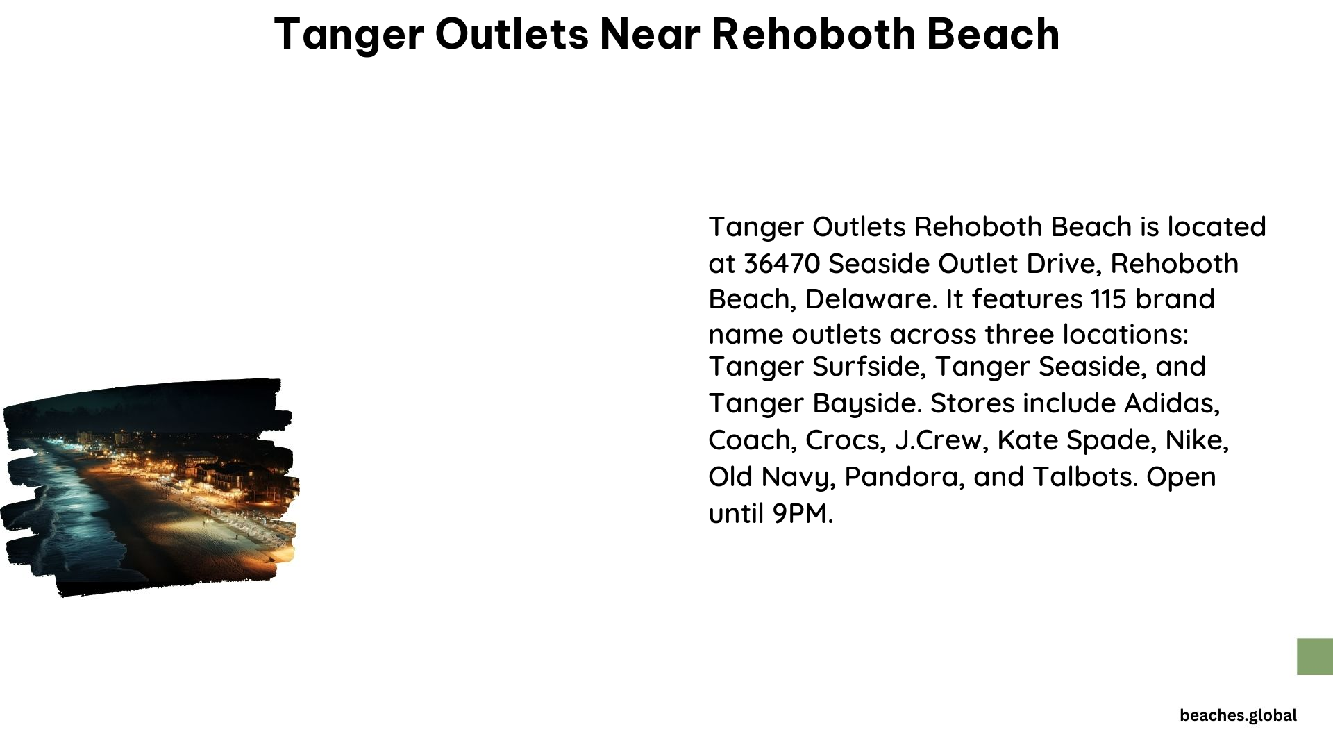 Tanger Outlets Near Rehoboth Beach