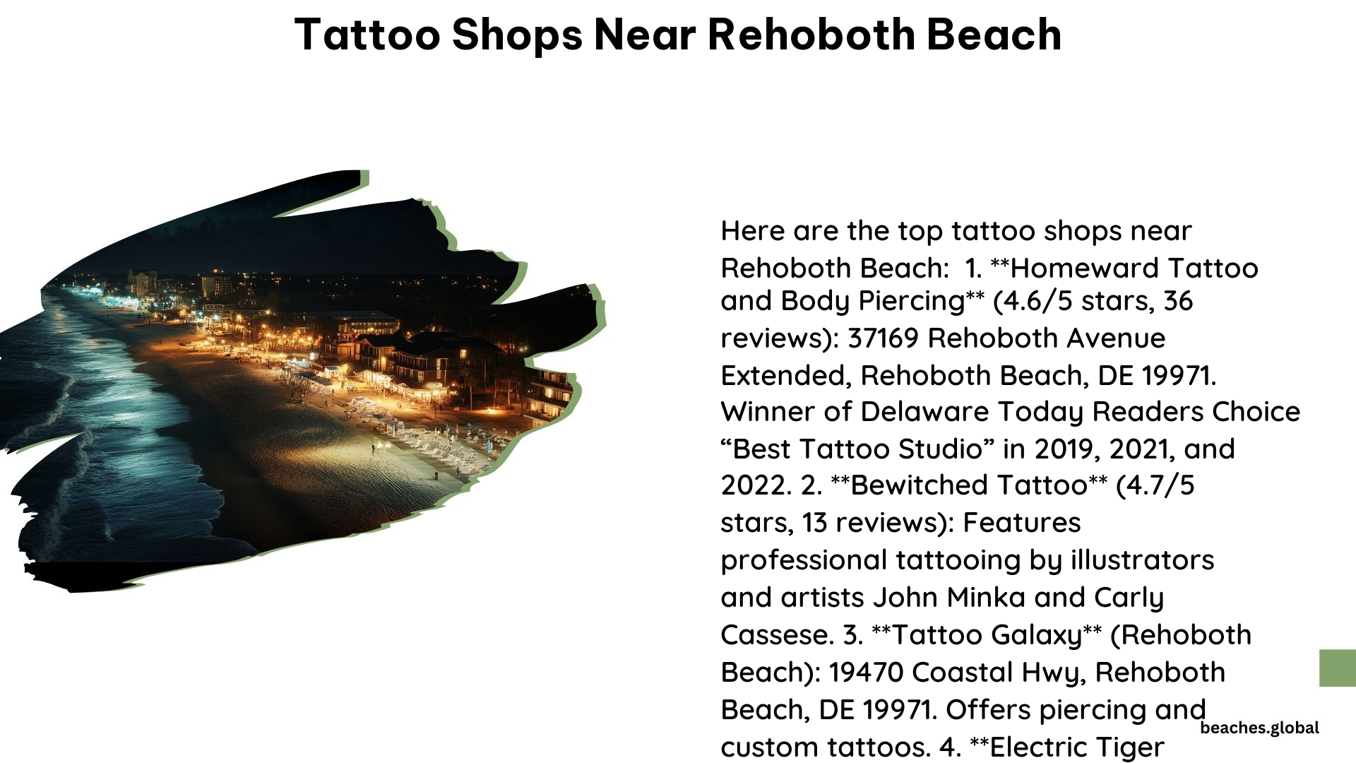 Tattoo Shops Near Rehoboth Beach