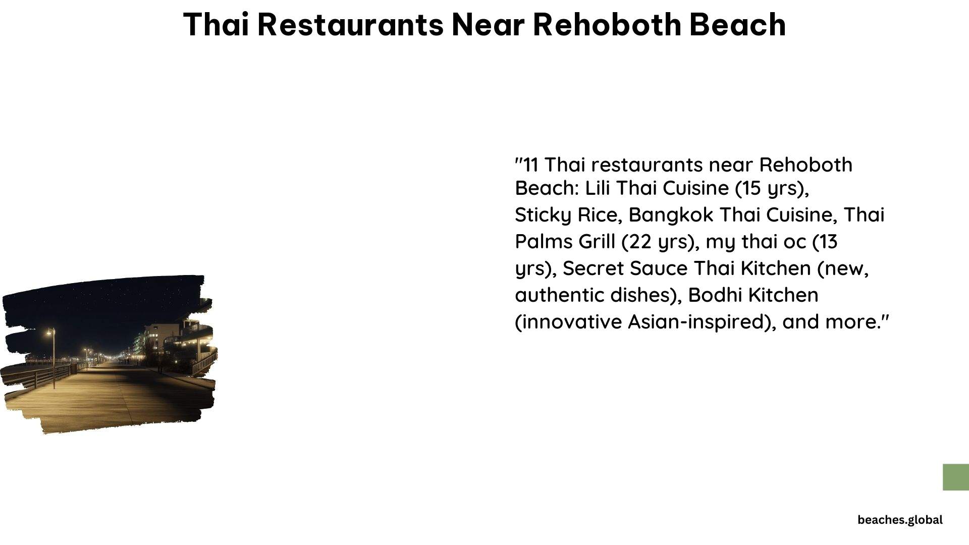 Thai Restaurants Near Rehoboth Beach