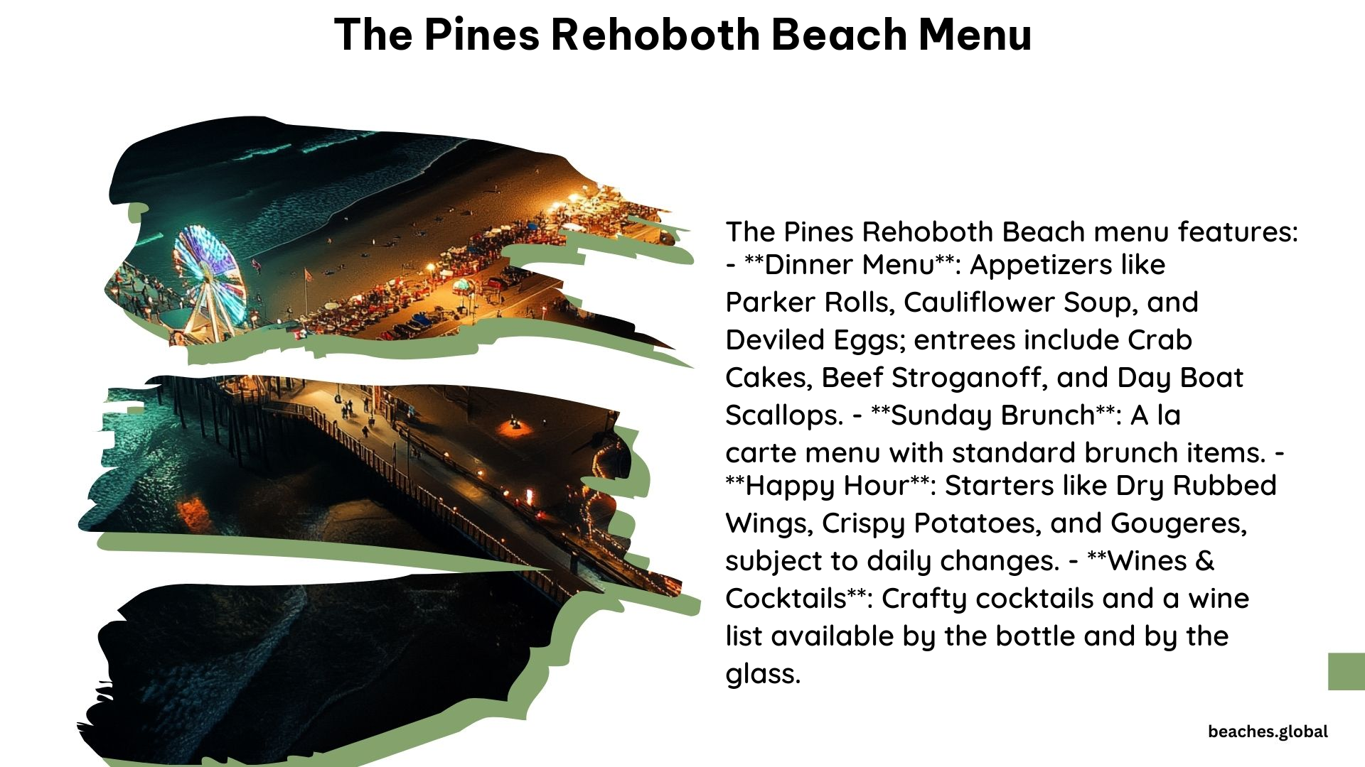 The Pines Rehoboth Beach Menu